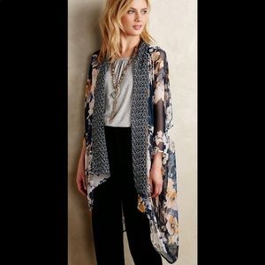 Anthropologie Silk Kimono Robe by Eloise Floral 👘